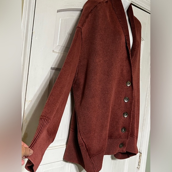 NWT Free People Chamomile Oversized Boho Sweater Cardigan Washed Acorn Large - Picture 8 of 14